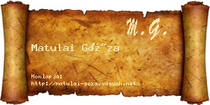 Matulai Géza névjegykártya